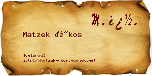 Matzek Ákos névjegykártya